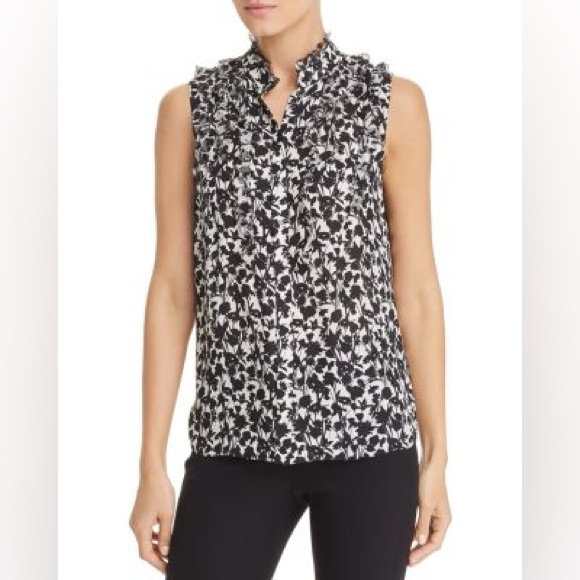 Elie Tahari Launa Sleeveless Silk Floral Print Blouse
